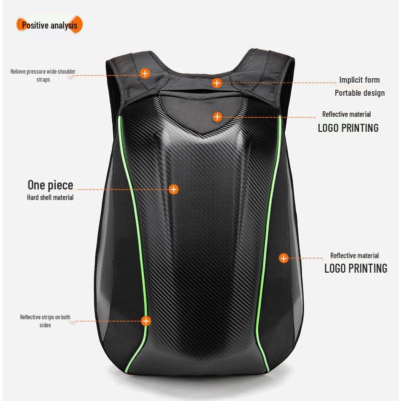 Motorcycle Helmet Backpack, Waterproof Hard Shell Riding Bag, KTM Style