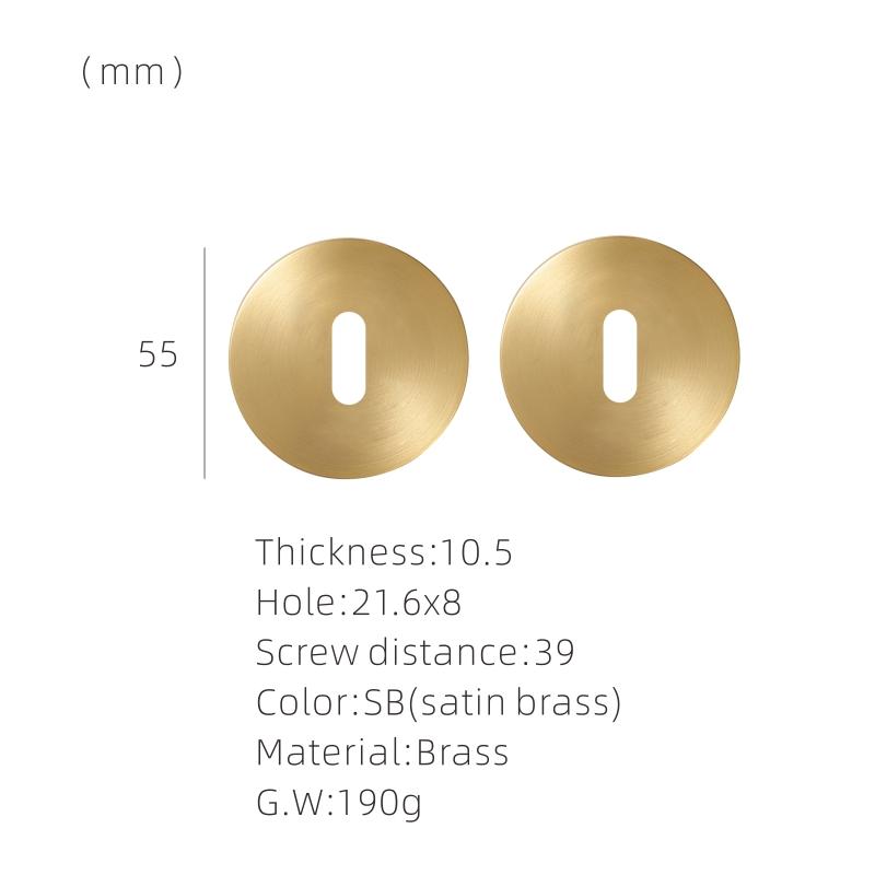 DOOROOM Brass Door Lock Key Escutcheon Plates Knurled Striped Thumbturn for Inside Door Room Bathroom Thumb Turn