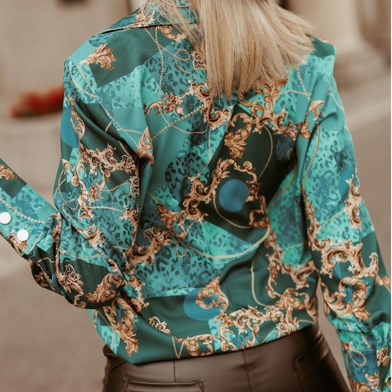 Streetwear Hemd mit Umlegekragen Langarm Elegant Locker Digitaldruck Bluse Damenbekleidung Mode Büro Dame Oberteile 25333