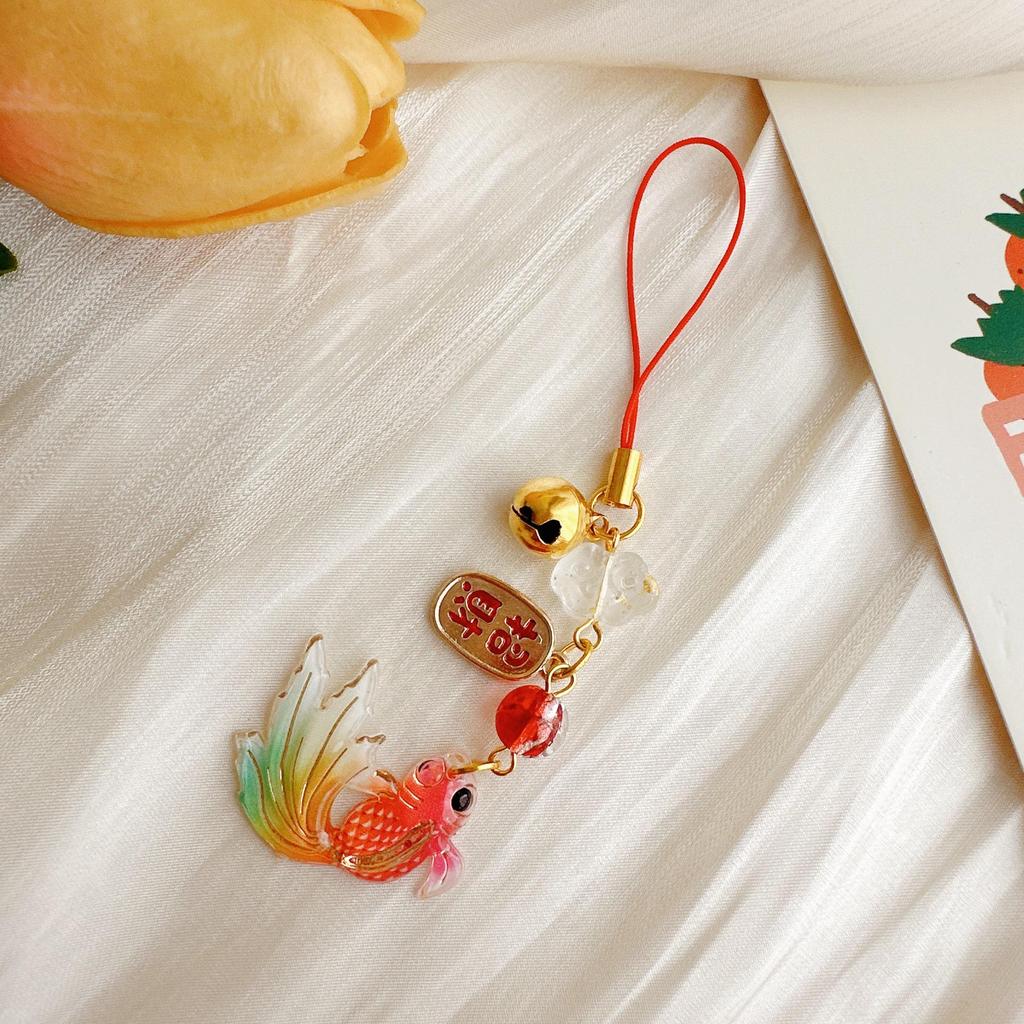 Ancient Style Carp Blessing Keychain Pendant – Good Luck Charm for Phone or Backpack