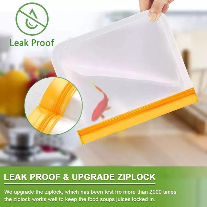 20PCS Reusable Thick Silicone Food Storage Bags Zip Lock Freezer Bag Leak Proof