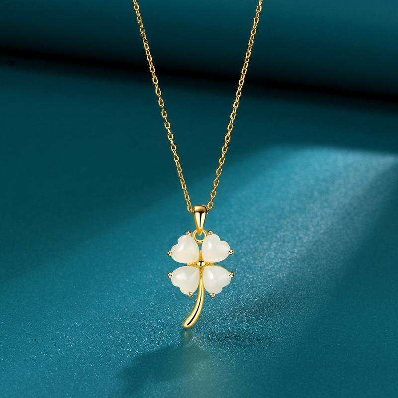 

Ожерелье с четырехлистным клевером, женская персонализированная цепочка-подвеска на ключицу в национальном стиле, одно изделие.