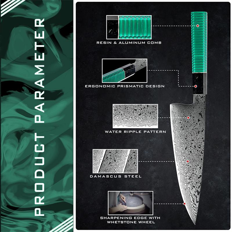 8 Inch Chef Knife VG10 67 Layer Damascus Kitchen Knives High Carbon Stainless Steel Gyuto Knifes Fish Meat Slicer