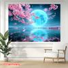 2D Plane the Cherry Blossom Lake Scenery Under the Moonlight Is Very Suitable for Both Indoor and Outdoor Use Polyester Fiber