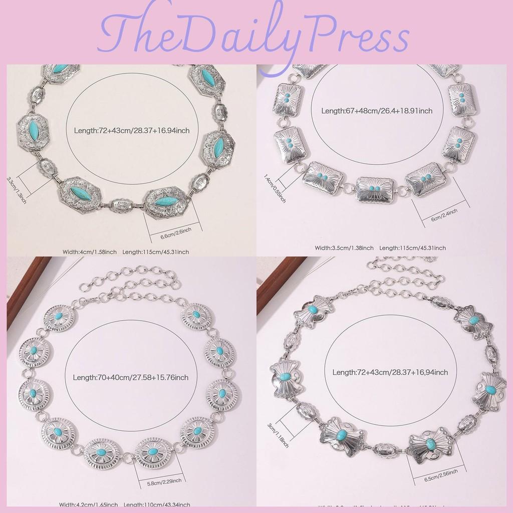 Spring Womens Summer Waist Belt With Turquoise Carved Accents And Hook Closure