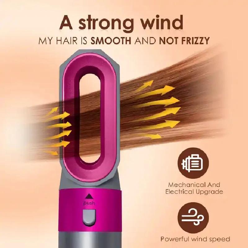 5-In-1Hair Dryer  Electric Hair Comb Negative Ion Straight Curler Brush Blow Dryer Air Comb Removable Brush Kit Tool