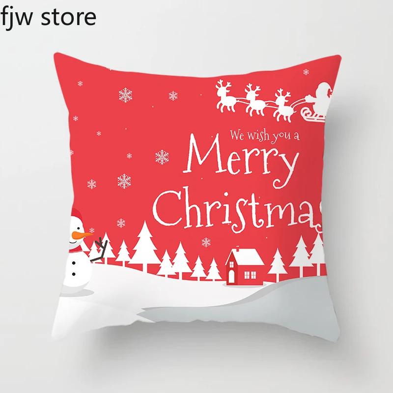 Frohe Weihnachten und Neues Jahr Dekorative Kissenhülle Heimdekoration Sofa Ornament Bürostuhl Kissenbezug 45x45cm