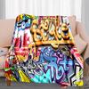 Graffiti Print Blanket Soft Comfortable All Seasons Suitable Sofa Office Nap Travel Birthday Gift Christmas Present