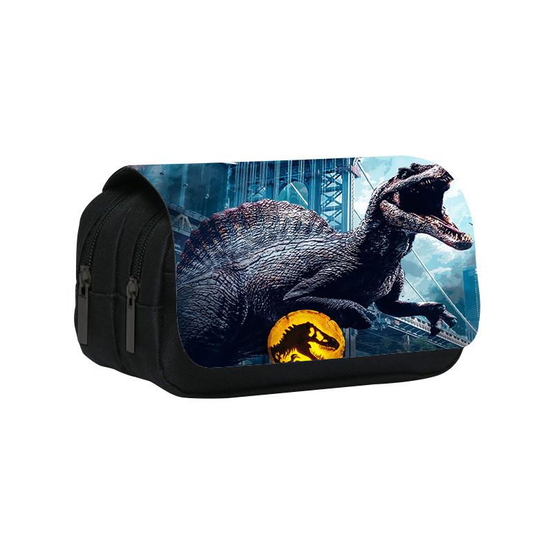 Jurassic World Dinosaur Pattern Double Layer Stationery Storage Bag For Students And Office Use