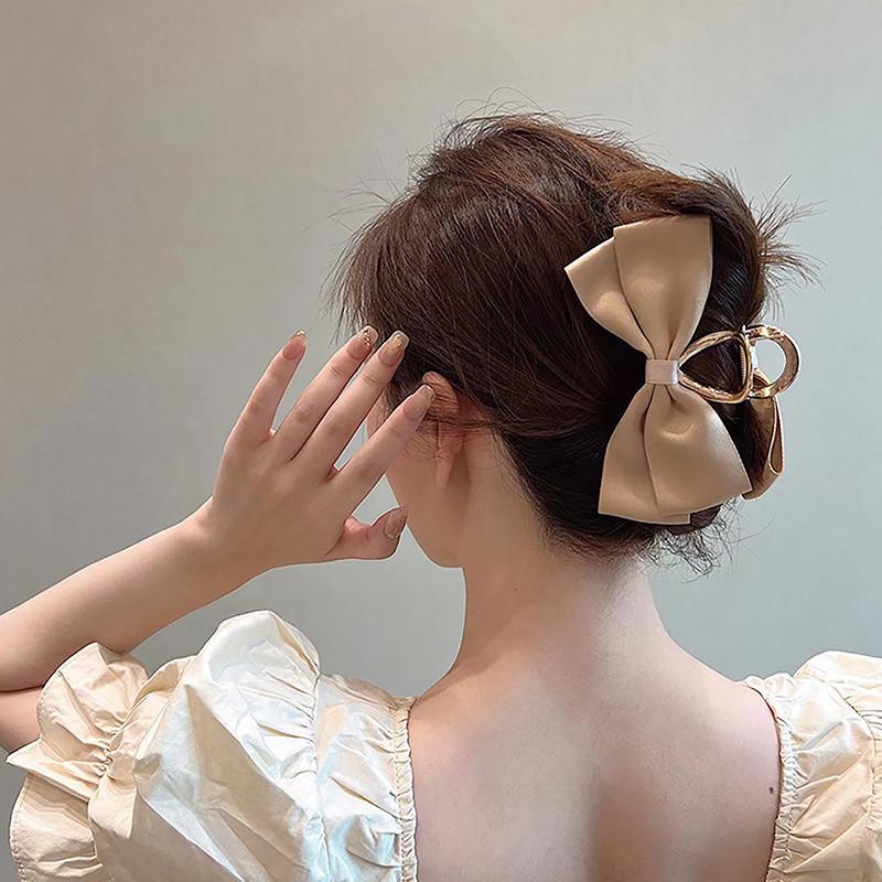 Korean Metal Bow Hair Claw Clip High Quality Simple Elegant Hair Clip Girl'S Daily Hair Accessories Gifts