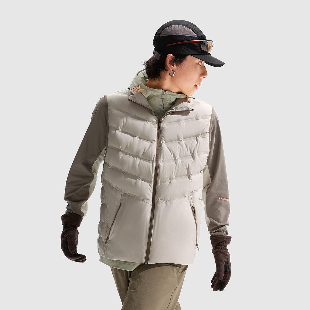 Li Ning Hot Pot Down Series Water-Resistant Casual Versatile Cold-Resistant Comfortable Solid Color Stand Collar Down Vest Winter Men Vest AMRU041-2