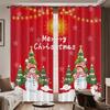 Set Of 2 Merry Christmas Snowman Print Red Curtains Multiple Sizes Living Room Insulation Easy Install Curtain Darkening Polyester Machine Washable