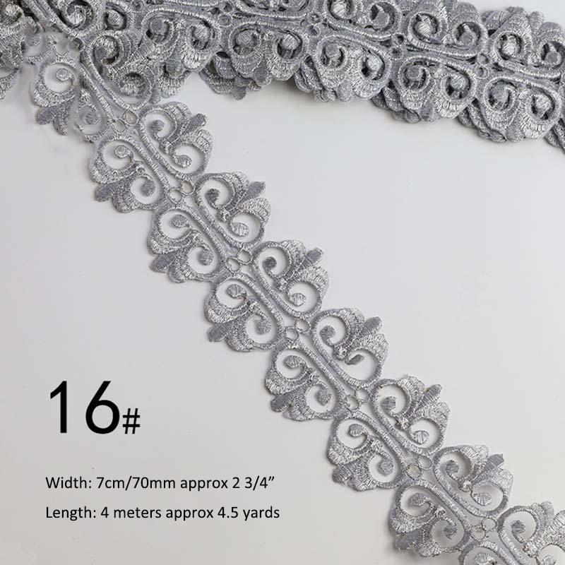 Gold Silver Thread Heavy Embroidery Lace Ribbon Shiny Diy Ethnic Garment Costume Dress Embellished Textile Iron-on Lace Trims