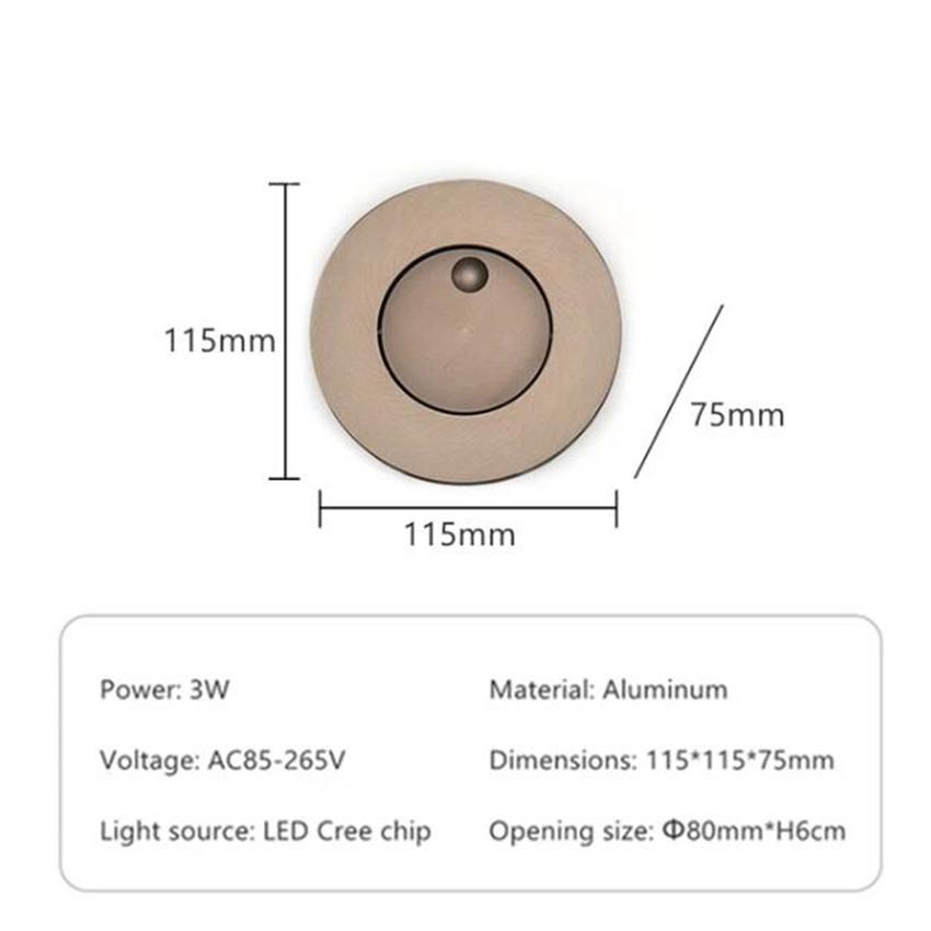 Embedded LED Wall Lamp, 360 Degree Rotation, Adjustable Angle, Hidden Recessed, Bedside Light, Folding Switch, Aisle Stair Sconc