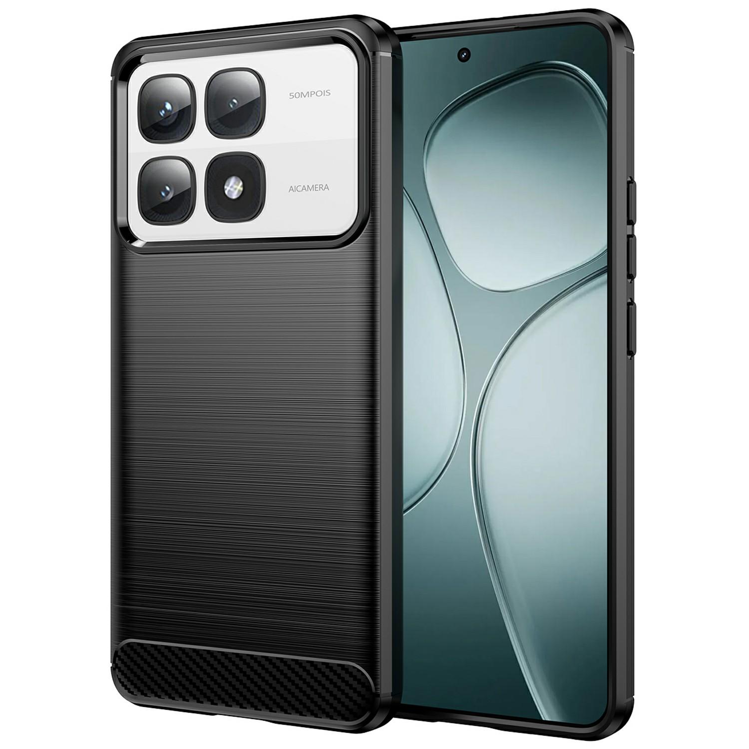 

For Xiaomi Redmi K70 Ultra Case Carbon Fiber Texture TPU Brushed Phone Cover Black