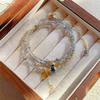 Verlengde stenen ketting, drievoudige armband, vrouwelijke natuurlijke grijze maansteen, extreem lichte luxe suikerhart agaat armband,