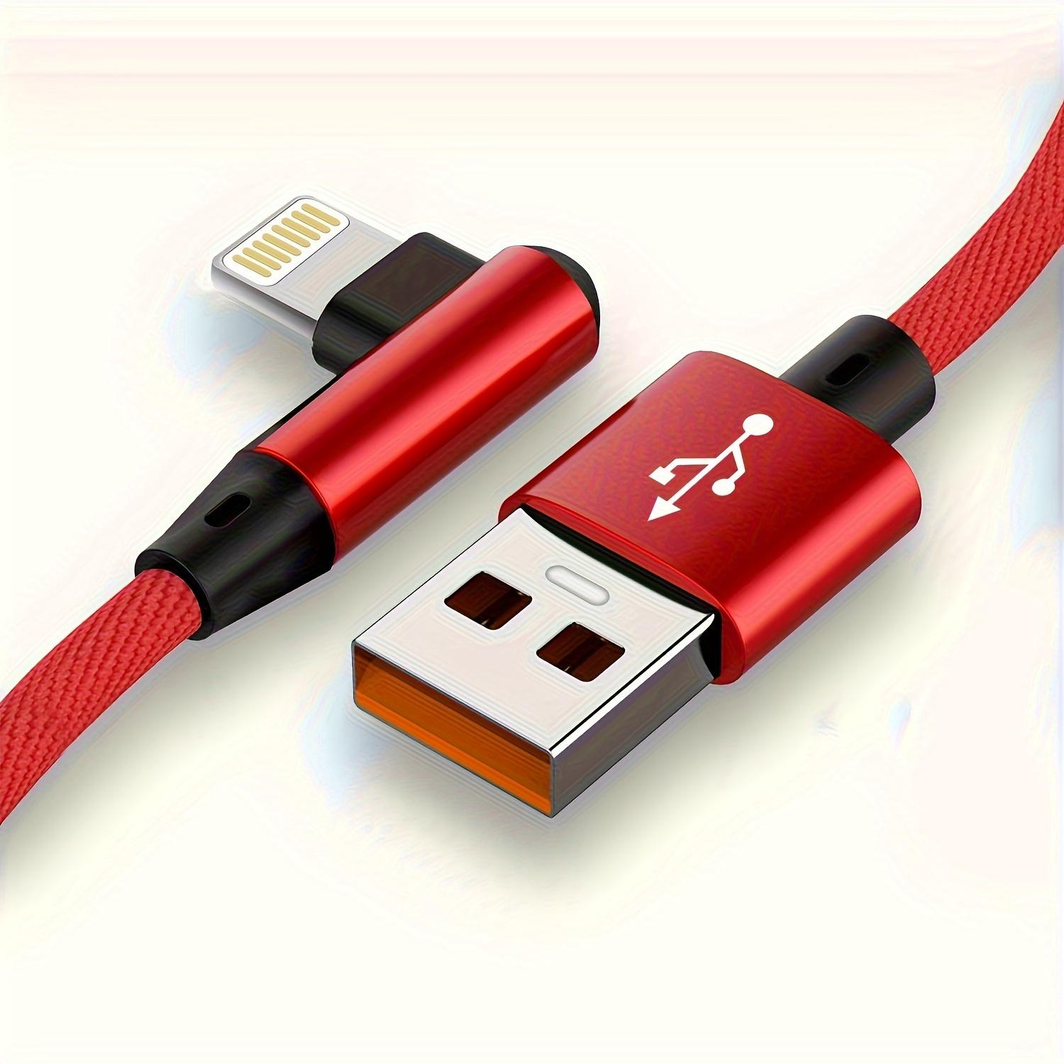 

Цифровые кабели USB-кабель для быстрой зарядки под углом 90 градусов для iPhone, iPad и других устройств — совместим с iPhone 14/13/12/11/X/8/7/7Plus/6/6S/5 100cm красный