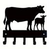 1pc Cow and Calf Cattle Farm Key Rack Holder - Small 6 Inch Wide Metal Wall Art Wall-mounted Hooks Key Holder Coat Rack