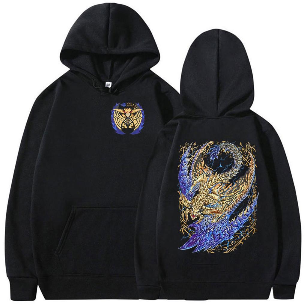 Hot Game Rey Dau The Shining Thunder Monster Hunter Hoodie Men Women Long Sleeve Vintage Fashion Pullover Sweatshirt Streetwear