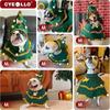 Cute Pet Clothes Green Cat Christmas Outfit New Parties Dress-up  New Year