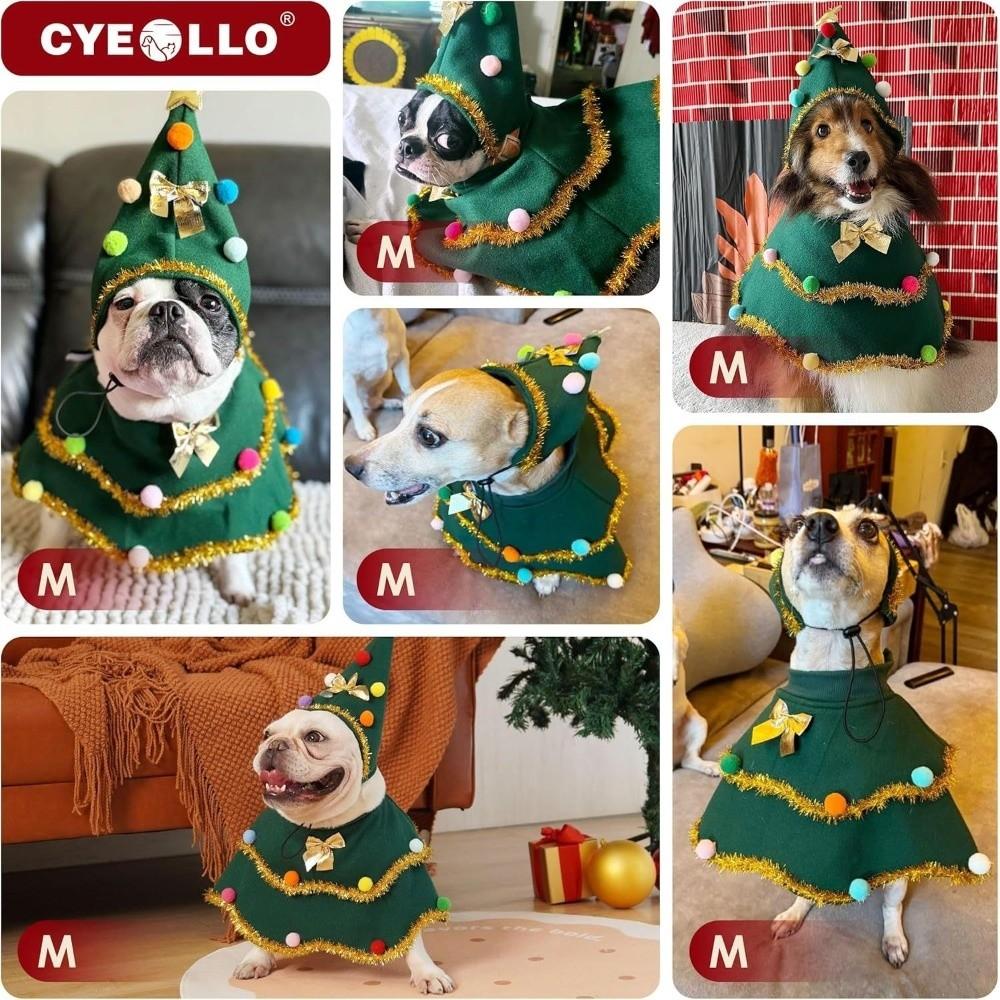 Cute Pet Clothes Green Cat Christmas Outfit New Parties Dress-up  New Year