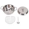 Deep Fryer Pot 201 Stainless Steel 2.2L Japanese Frying Pot with Oil Drain Temperature Control and Lid for Kitchen Stove