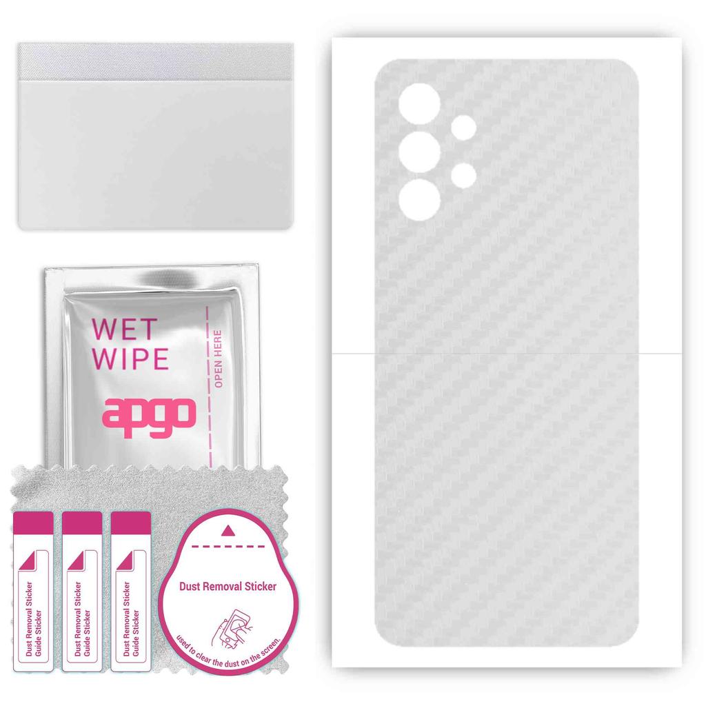 apgo Sticker protector de piele pentru spate compatibil cu Samsung Galaxy A32 4G, Folie Wrap, Folie, Vinil - Model Carbon Transparent