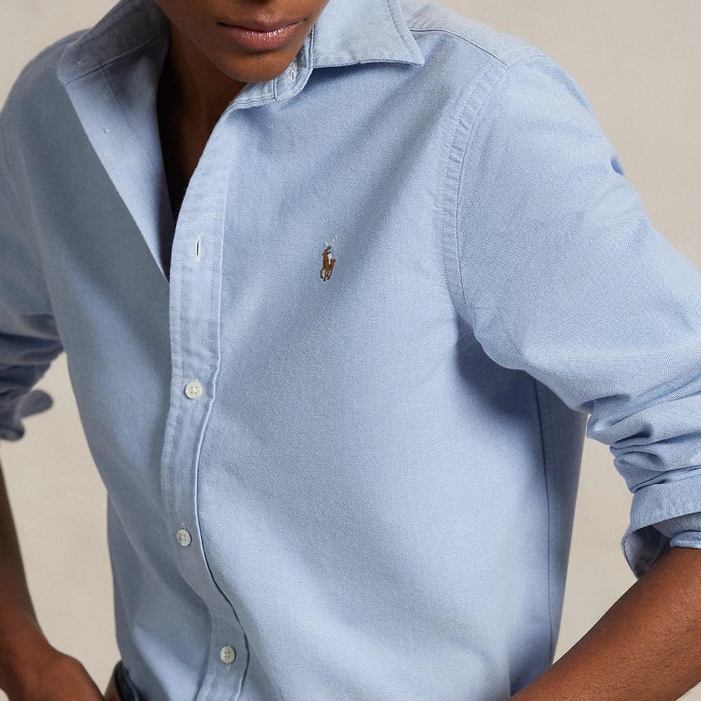 Polo Ralph Lauren Solid Color Button Down Collar Long Sleeve Shirt Women Shirts Blue WMPOSHTNDO20747-400