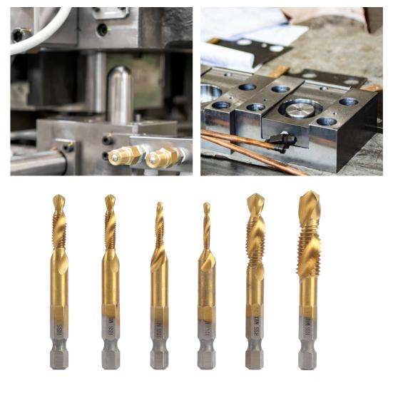 

Yousheng 7Pcs M3-M10 Wear-Resisting Drill Tap Bits Set Hex Shank Metric High Speed Steel Spiral Thread Tap Bits with Center Punch for Stainless Steel
