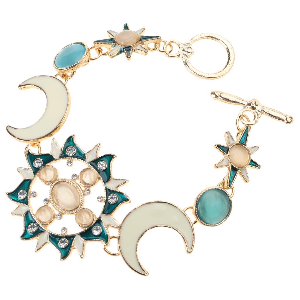 Elegant Sun Moon Star Shape Bracelet Featuring Natural Rhinestones Opal in Bohemian Style for Daily Wear Dates Parties