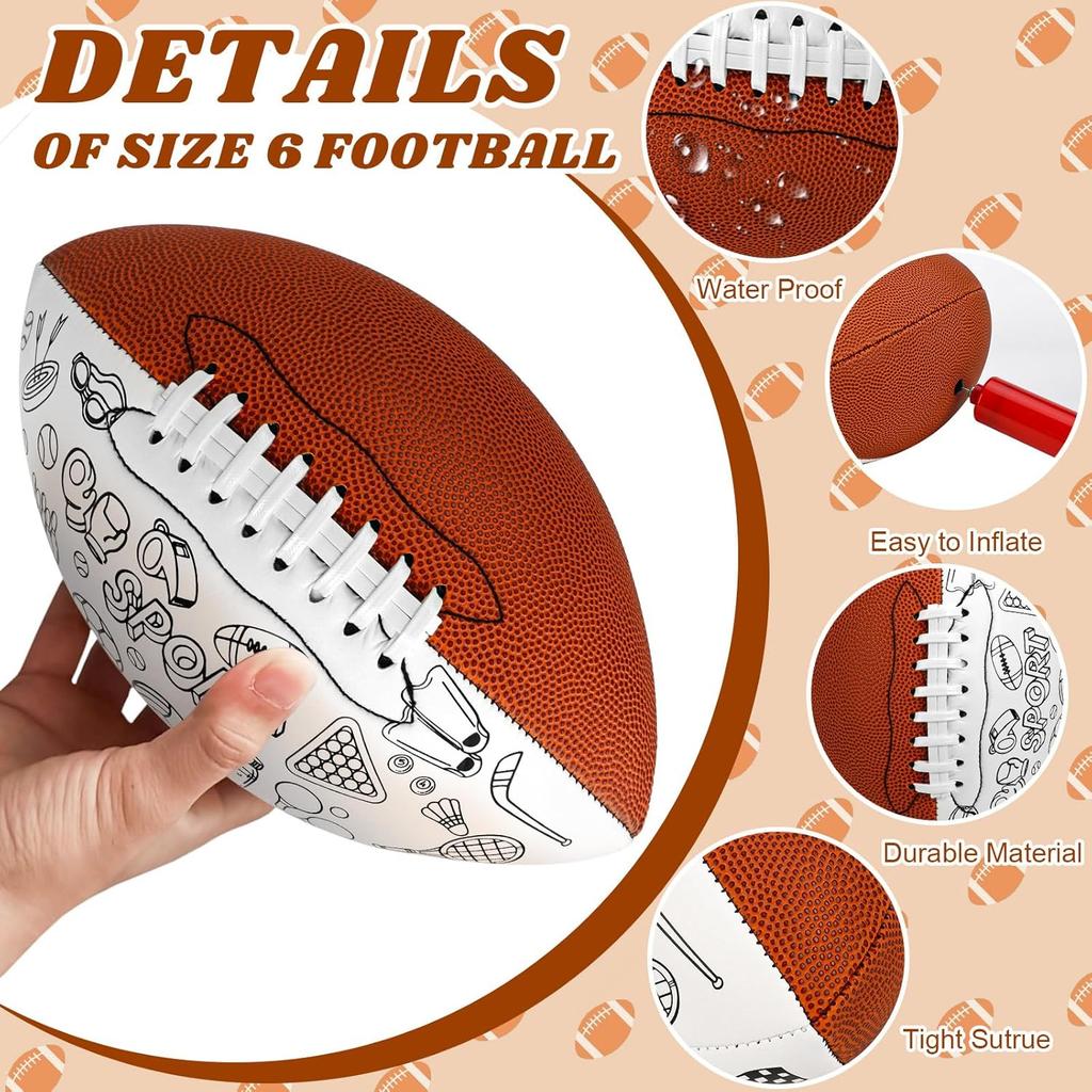Size 6 Kids Football Custom Color Youth Football Color Your Own Footballs Includes Air Pump 12 Pcs Makers DIY Coloring Footballs Craft Gifts 10.4