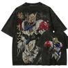 Gundam Barbatos Lupus Rex Koszulka Męska IBO Vintage Acid Wash Mecha Streetwear Oversize Retro Japońskie Anime Bawełniane Koszulki z Nadrukiem