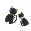 Vintage Lady Oil Dripping Black Cat Brooch Alloy Diamond Inlaid Cartoon Small Brooch  Accessory  Pin