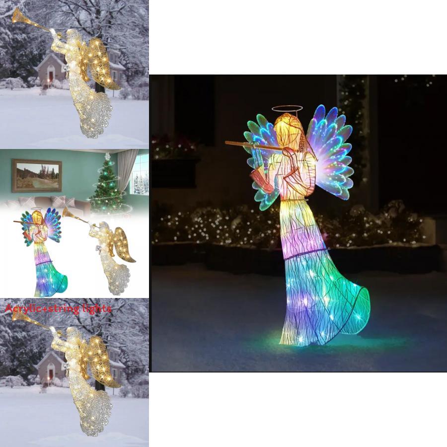 Angel Tree Topper Led Lighted Acrylic Star For Christmas Tree Decor