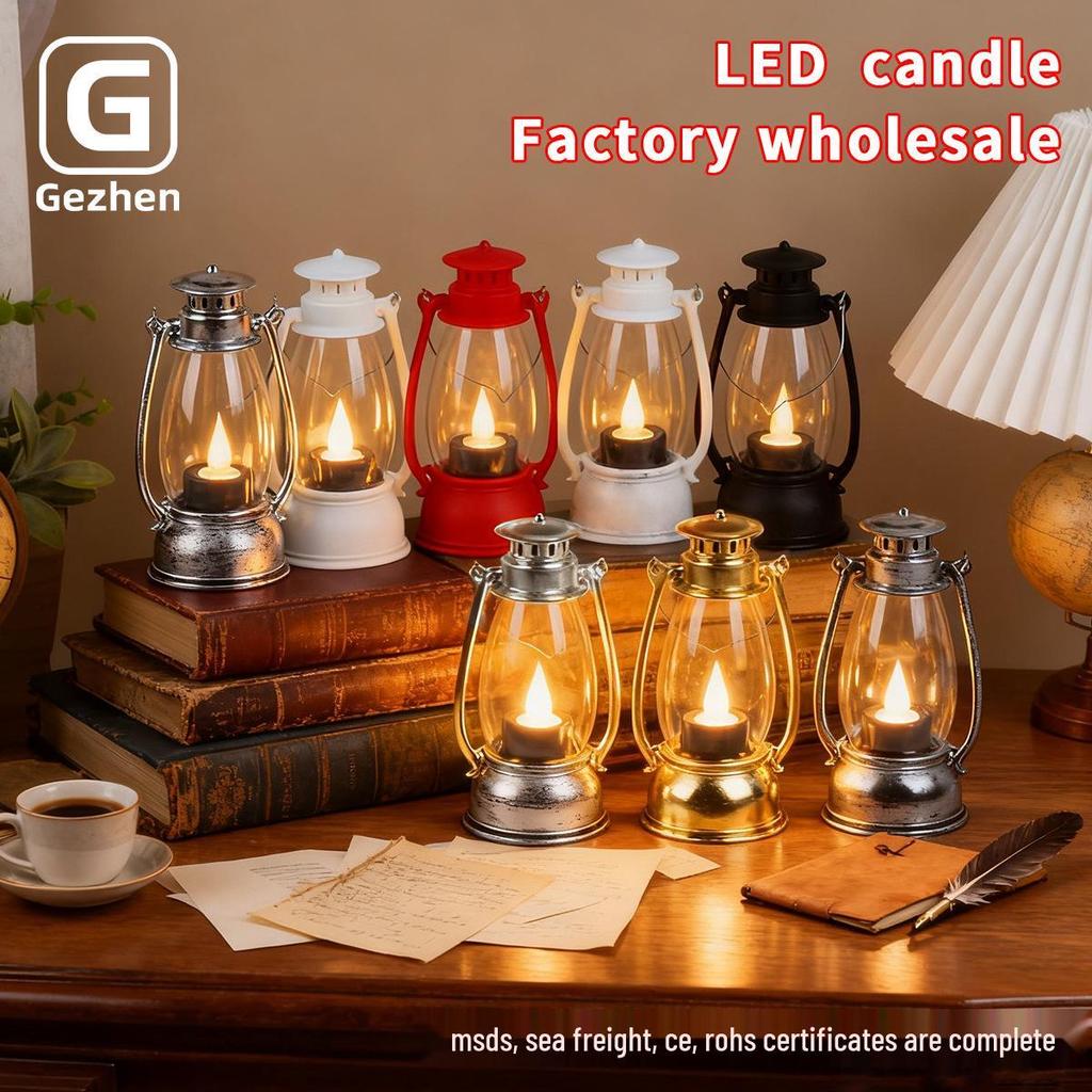 Retro Style Small Lantern Christmas Decoration Pony Lantern LED Candle Kerosene Lamp