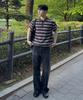 MINDBRIDGE [Couture] Washable Multi-Stripe Collared Short Sleeve Knit - 2 Colors