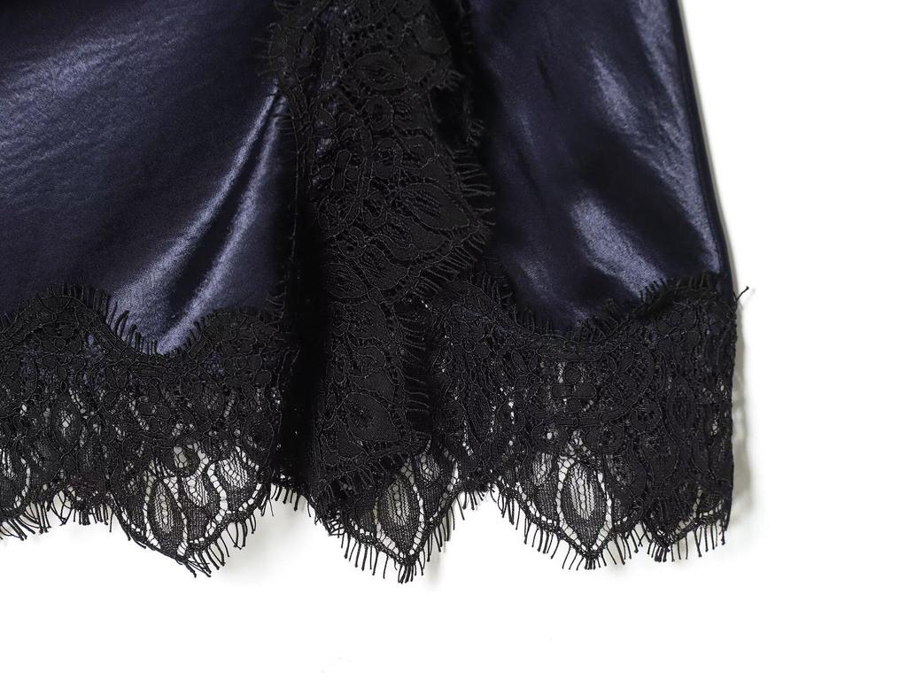 European 2025 Autumn Women's Lace Satin Mini Dress