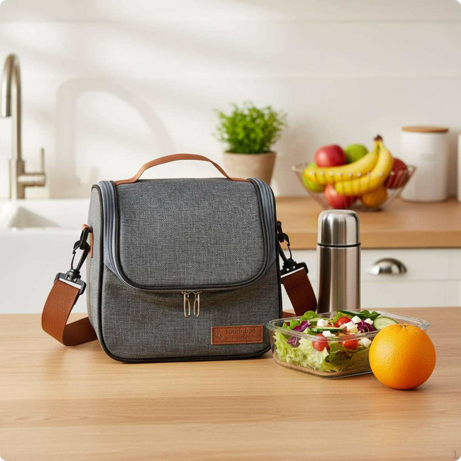 Insulated Meal Carrier Large Capacity Thermal Lunch Tote Long Cold Retention Chiller Bag for серый
