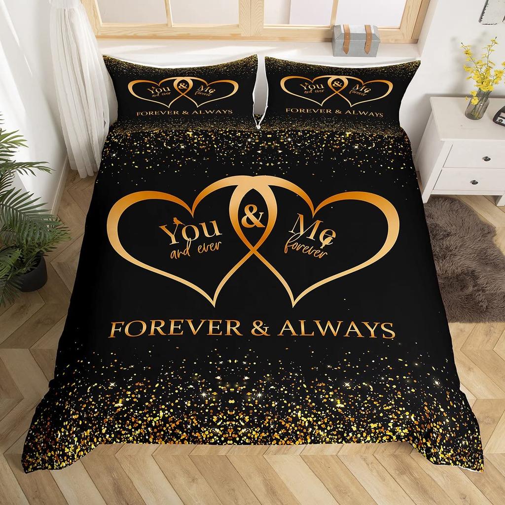 Custom Lover Bedding Set Personalized Duvet Cover Pillowcase Romantic Gift for Couple Room Decor