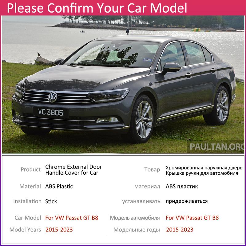 For Volkswagen VW Passat GT B8 2015~ Carbon Fiber Gloss Black Chrome Door Handle Cover Trim Protective Exterior Accessories