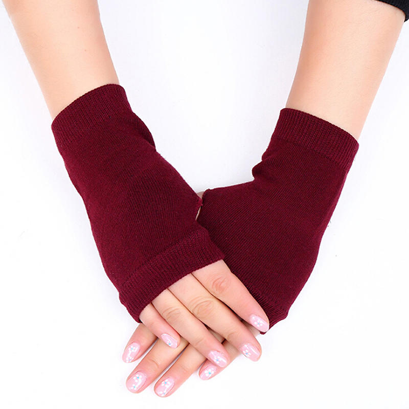 Unisex Winter Knitted Half Finger Gloves Combed Cotton Short Fingerless Student Writing Gloves