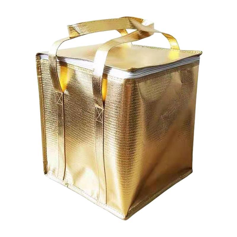 

Food Delivery Bag Thermal Cake Carrying Bag Zipper Design Food Storage Bag Take out Food Insulation Pouch 33X33X30CM золотистый
