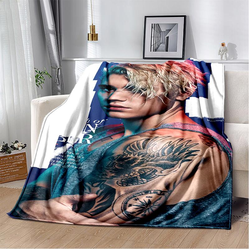 2025 New Style Justin Drew Bieber Singer JB Blanket,Soft Throw Blanket for Home Bedroom Bed Sofa Travel Picnic Cover Kid Gift