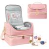 Portable Nail Varnish Organizers Bag Double Handles Adjustable Strap Waterproof Polyester Makeup Storage Case 30x22x25cm