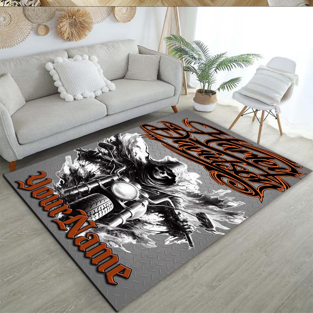 Harley-davidson Motorcycles Customizable Name Carpet Design for Living Rooms Playrooms Bedrooms Outdoor Antislip Carpet Anime Office Decor