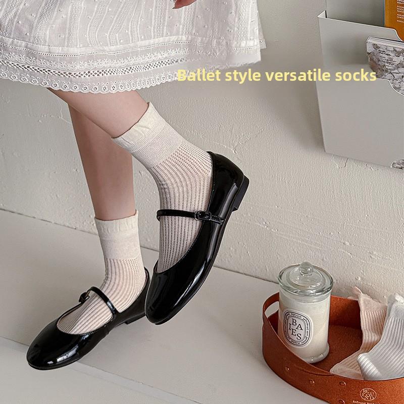 5 Pairs of Female Summer Thin Lovely Pure Cotton Boneless Tube Socks