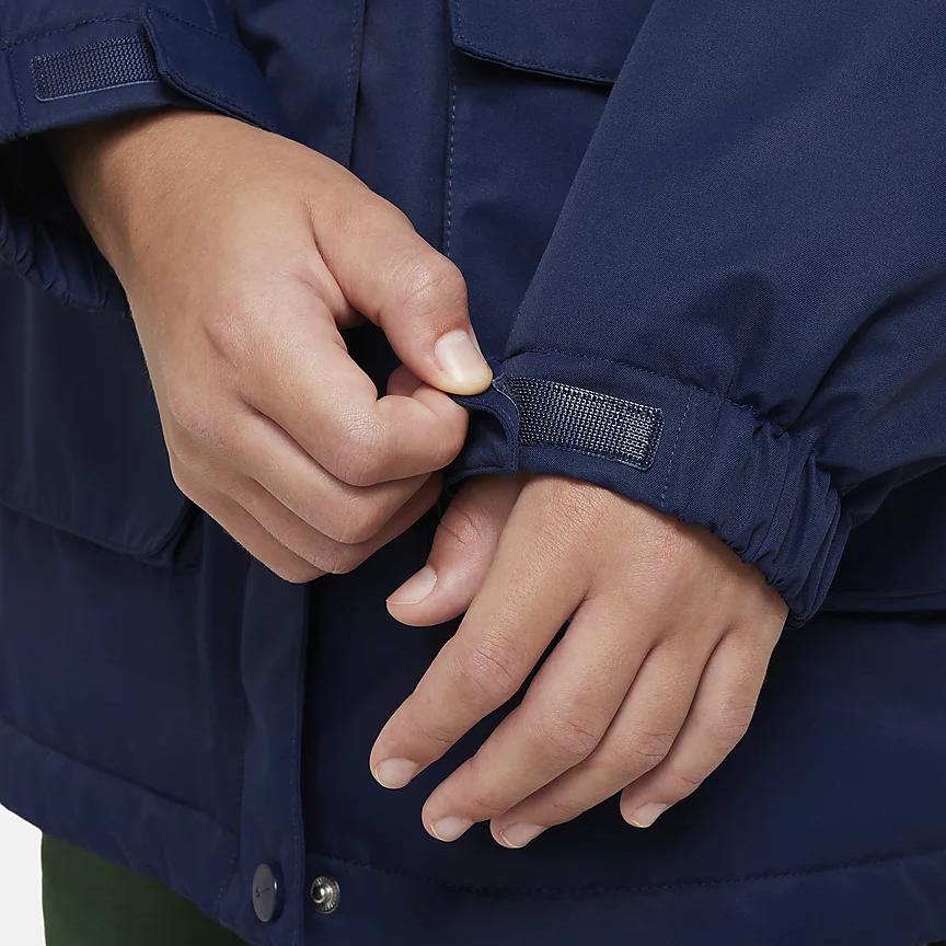 Nike Středně dlouhá ležérní bunda s kapucí na zip Dětská vrchní část Hluboká tyrkysová FV3043-410