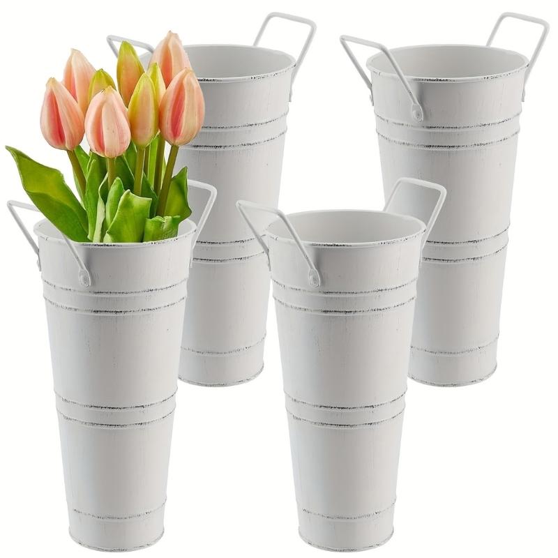 Vasos Metálicos Galvanizados para Floricultura Decoração Rústica de Fazenda Balde de Flores Suporte de Flores de Lata Rústico para Plantas Cortadas Decoração de Casa