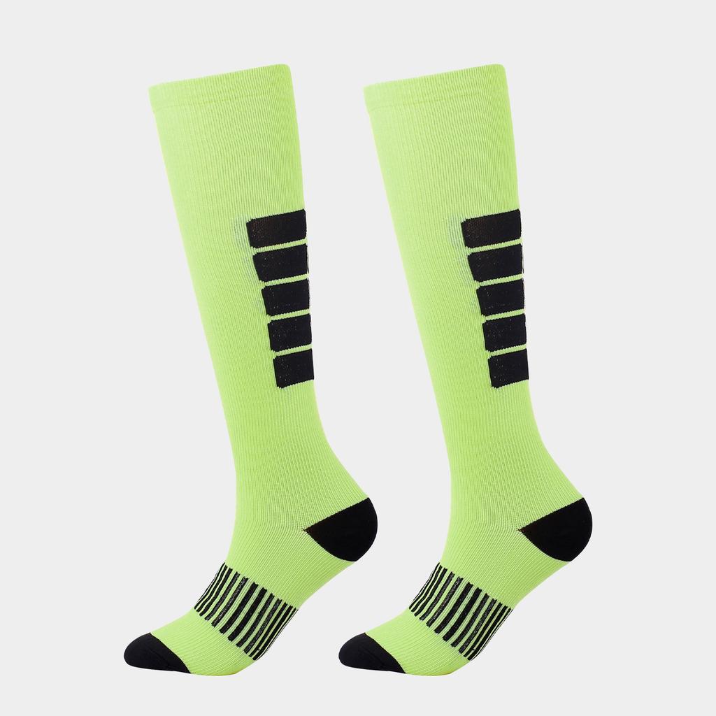 Color Striped Sports Stockings for Running Cycling Gym Fitness Athletic Compression Knee High Socks