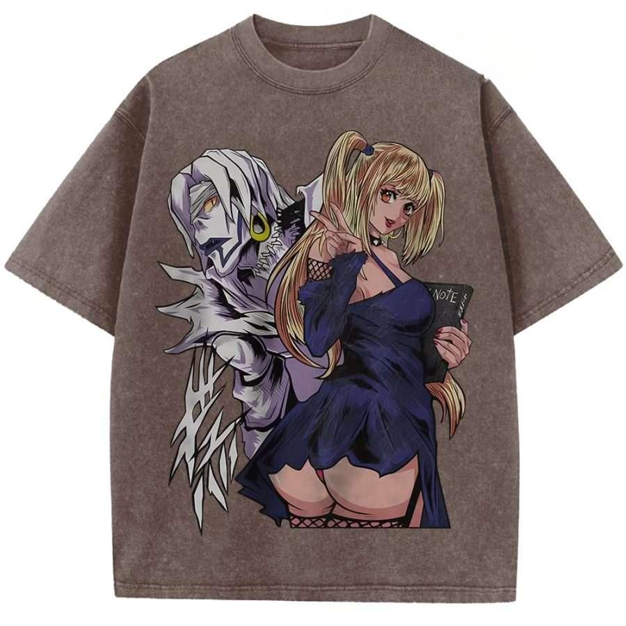 Hot Anime DEATH NOTE MisaMisa Graphic Tee Men Short Sleeve Clothing Washed Cotton Tshirt Casual T-shirt Harajuku Vintage T Shirt